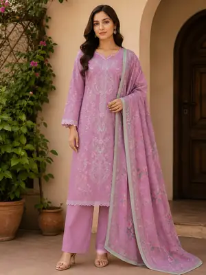3 Pcs Women's Unstitched Embroidered Suit
