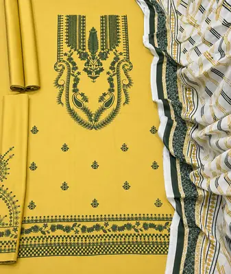 3 Pcs Women's Unstitched Embroidered Suit thumbnail 2