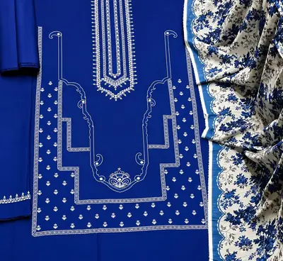 3 Pcs Women's Unstitched Embroidered Suit thumbnail 2
