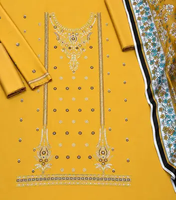3 Pcs Women's Unstitched Embroidered Suit thumbnail 2