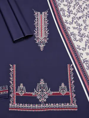 3 Pcs Women's Unstitched Embroidered Suit thumbnail 2