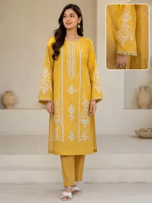 2 Pcs Women's Unstitched Sequins Embroidered Suit