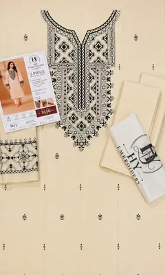 2 Pcs Women's Unstitched Sequins Embroidered Suit thumbnail 2
