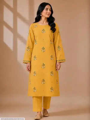 2 Pcs Women's Unstitched Sequins Embroidered Suit