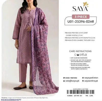 3 Pcs Women's Unstitched Printed Suit