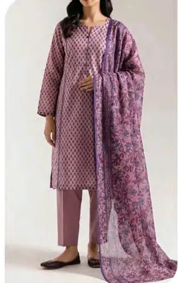 3 Pcs Women's Unstitched Printed Suit thumbnail 3