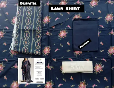 3 Pcs Women's Unstitched Digital Print Suit thumbnail 2