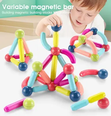 Magnetic Building Set for Kids 3+ Multicolor Plastic thumbnail 3