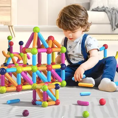 36 PCS Magnetic Building Blocks Set | STEM Educational Magnetic Construction Toy | Colorful Magnetic Tiles for Kids | Orange Storage Box
