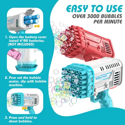 Electric Bubble Machine Toy for Kids | Automatic Bubble Maker with LED Lights | Battery Operated Bubble Blower for Outdoor Play, Birthday Parties & Family Fun thumbnail 4