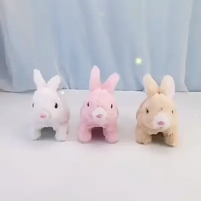 Plush Walking Rabbit Toy for Kids 1-10 Years | Battery Operated Bunny with Music, Walking & Ear Moving | Soft Stuffed Animal Gift thumbnail 2