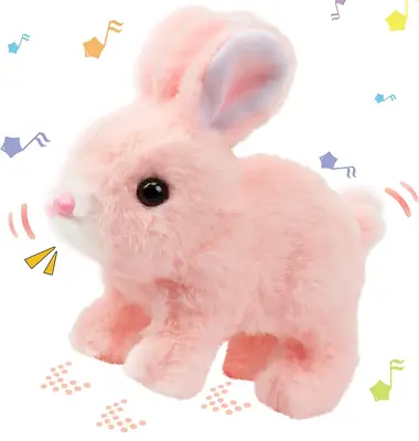 Plush Walking Rabbit Toy for Kids 1-10 Years | Battery Operated Bunny with Music, Walking & Ear Moving | Soft Stuffed Animal Gift thumbnail 3