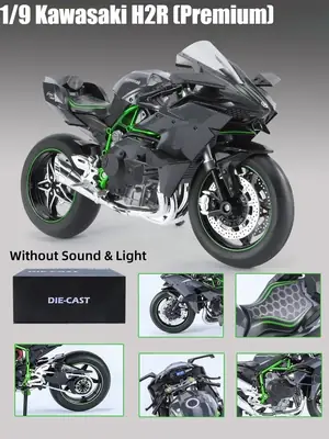 Diecast Sports Bike Model 7 Inch | Alloy Metal & Plastic Motorcycle Toy with Light, Music & Suspension | Scale Racing Motorbike Replica for Kids | Kawasaki H2R, Ducati & Panigale Style thumbnail 6