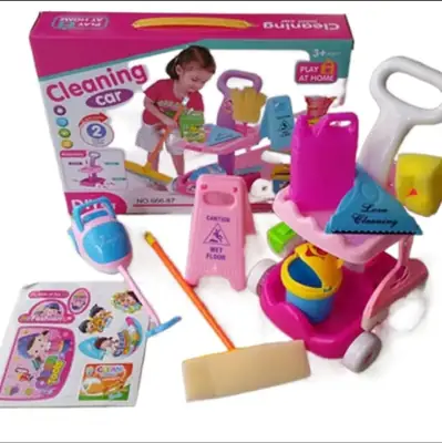 Kids Cleaning Trolley Play Set | Pretend Play Housekeeping Cart with Cleaning Accessories | Role Play Educational Cleaning Toy for Boys & Girls thumbnail 4