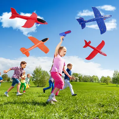 2-in-1 EVA Foam Glider Airplane Toy | Hand Throw Flying Plane with Launcher | Soft Outdoor Aircraft Toy for Kids | No Light | Without Box thumbnail 2
