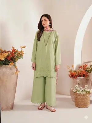 3 Pcs Women's Unstitched Embroidered Suit