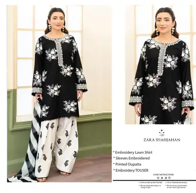 3 Pcs Women's Unstitched Embroidered Suit