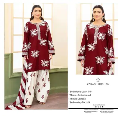 3 Pcs Women's Unstitched Embroidered Suit