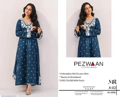 2 Pcs Women's Unstitched Embroidered Suit
