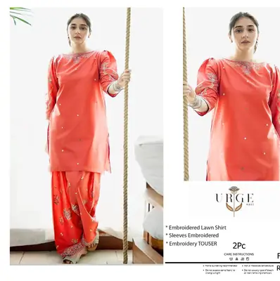 2 Pcs Women's Unstitched Embroidered Suit