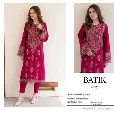 2 Pcs Women's Unstitched Embroidered Suit
