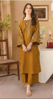 2 Pcs Women's Unstitched Embroidered Suit