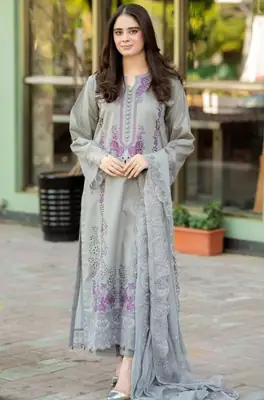 3 Pcs Women's Unstitched Embroidered Suit