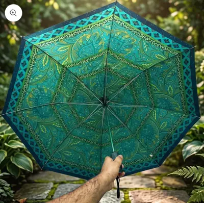 Smart Dual-Button Automatic Open & Close Travel Umbrella with Stylish Prints thumbnail 4