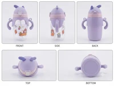 Cute Deer Design Water Sipper – Kids Space Travel Theme Straw Bottle thumbnail 2