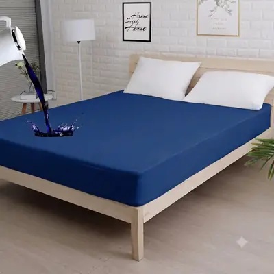 Terry Cotton Plain Double Bed Mattress Cover