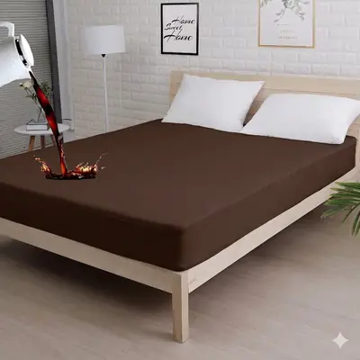 Terry Cotton Plain Double Bed Mattress Cover