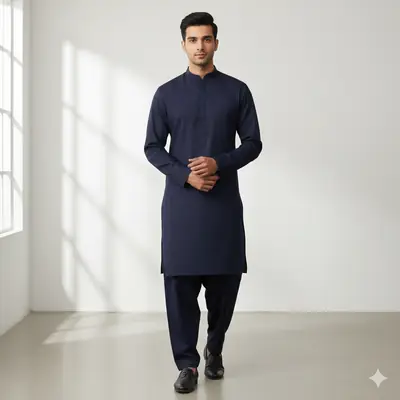 Men’s Unstitched Boski Plain Suit ( Blue )