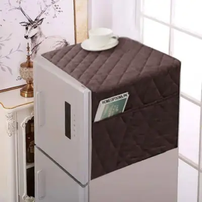 1 Pc Cotton Embroidered Fridge Liner Mat ( Brown )