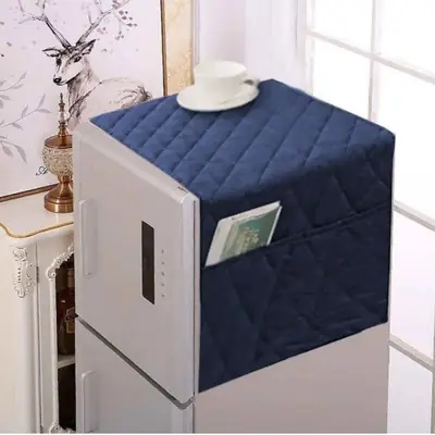 1 Pc Cotton Embroidered Fridge Liner Mat ( Blue )