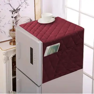 1 Pc Cotton Embroidered Fridge Liner Mat ( Maroon )