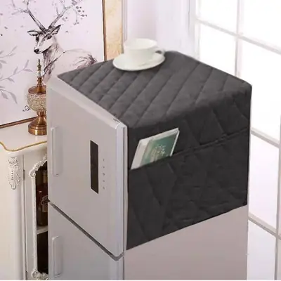 1 Pc Cotton Embroidered Fridge Liner Mat ( Grey )