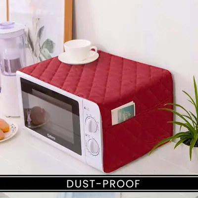 1 Pc Cotton Embroidered Microwave Oven Cover ( Maroon )