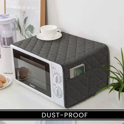 1 Pc Cotton Embroidered Microwave Oven Cover ( Grey )