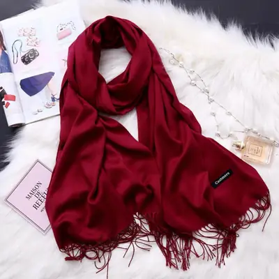Women's Cashmere Plain Shawl thumbnail 2