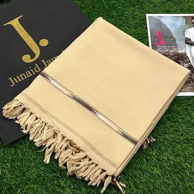 1 Pc Men's Wool Plain Shawl ( Cream ) thumbnail 2