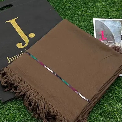 1 Pc Men's Wool Plain Shawl ( Brown ) thumbnail 2
