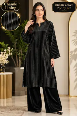 2 Pc Indian velvet ( Chamki lining velvet ) Black