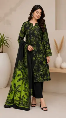 3 Pcs Women's Unstitched Printed Suit thumbnail 2