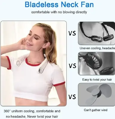 Portable Bladeless Neck Fan - Rechargeable USB Cooling Fan for Outdoor Sports, Home, Office, and Travel thumbnail 2