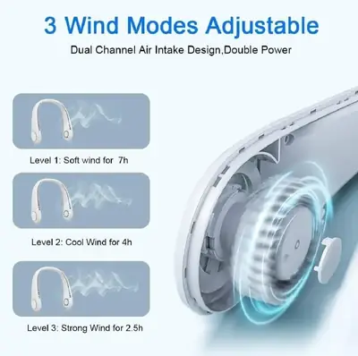 Portable Bladeless Neck Fan - Rechargeable USB Cooling Fan for Outdoor Sports, Home, Office, and Travel thumbnail 3