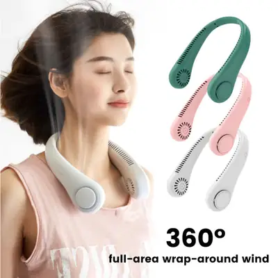 U-Shaped Neck Fan Black ABS Lightweight Portable thumbnail 2