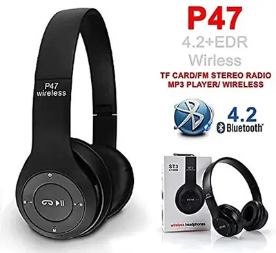 Black Long-Lasting Battery With Fast Charge 47 Headphone