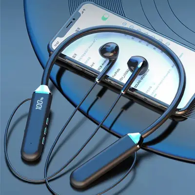Black Long-Lasting Battery With Fast Charge 1 Wireless Neckband thumbnail 3