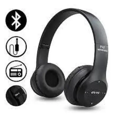 New P47 Wireless Headphones Black Fast Charge Battery