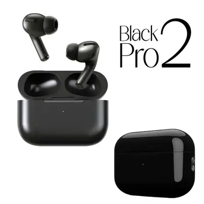Black Pro 2 Wireless Earbuds with Charging Case
